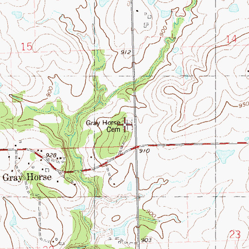 Topographic Map of Gray Horse Cemetery, OK