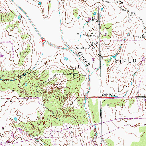 Topographic Map of Gray Oil Field, OK