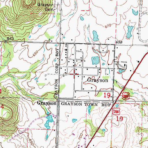Topographic Map of Grayson, OK