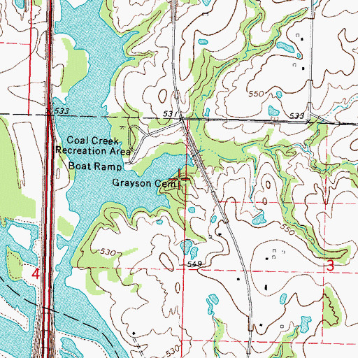 Topographic Map of Grayson Cemetery, OK