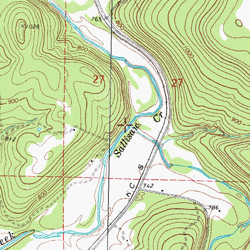 Topographic Map of Greasy Creek, OK