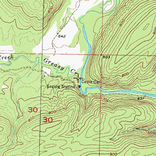 Topographic Map of Greasy Creek, OK