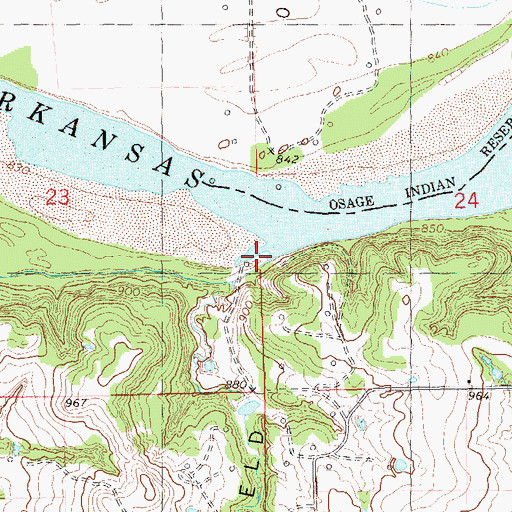 Topographic Map of Greasy Creek, OK