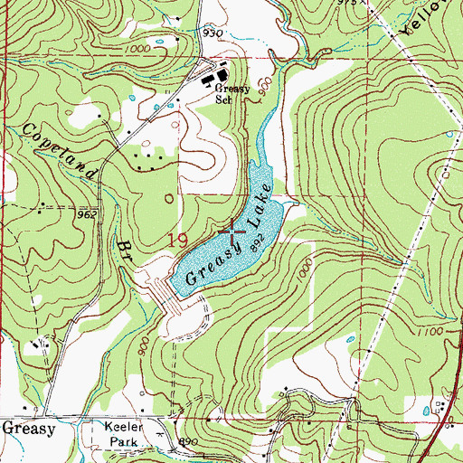 Topographic Map of Greasy Lake, OK