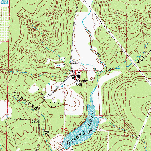 Topographic Map of Greasy Public School, OK
