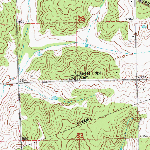Topographic Map of Great Hope Cemetery, OK