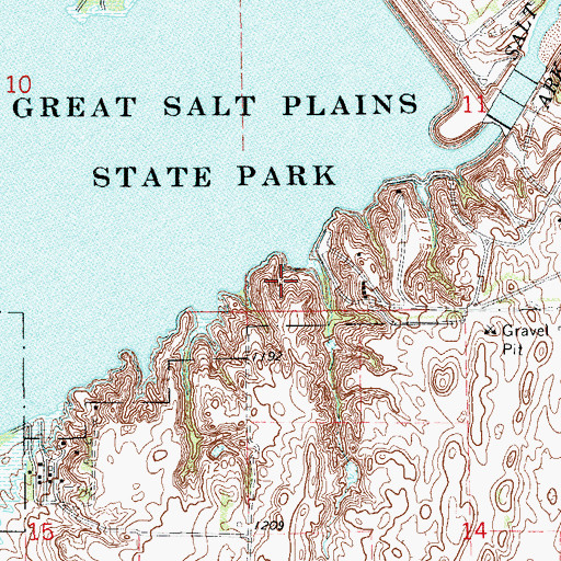 Topographic Map of Great Salt Plains State Park, OK
