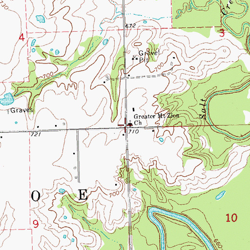 Topographic Map of Greater Mount Zion Church, OK
