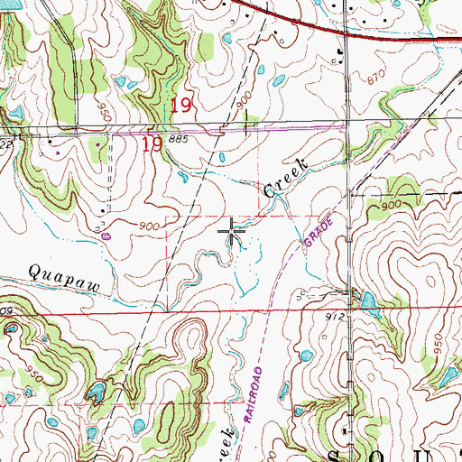 Topographic Map of Green Creek, OK