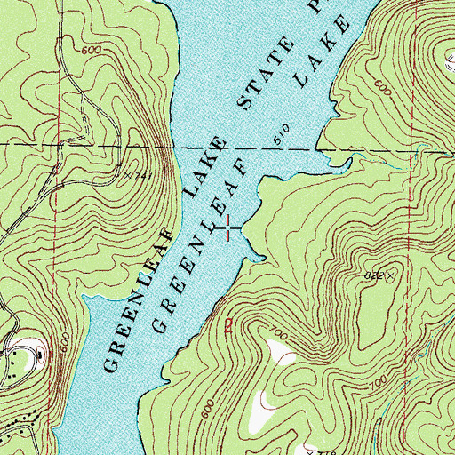 Topographic Map of Greenleaf Lake, OK
