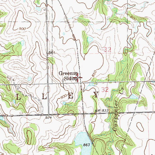 Topographic Map of Greenup Siding, OK