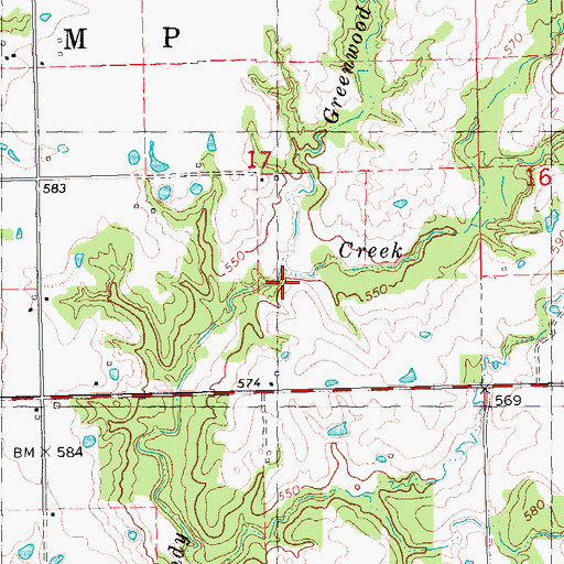 Topographic Map of Greenwood Creek, OK
