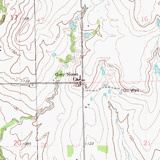 Topographic Map of Grey Noret Church, OK