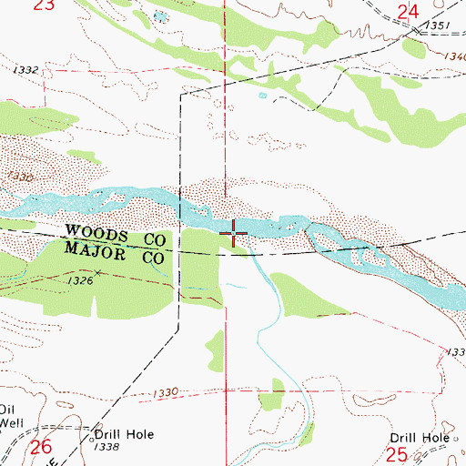 Topographic Map of Griever Creek, OK