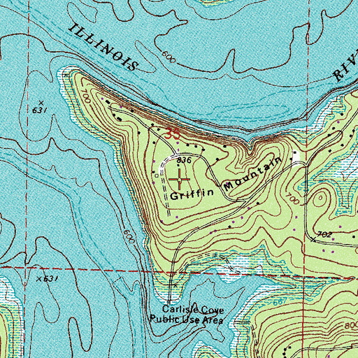 Topographic Map of Griffin Mountain, OK