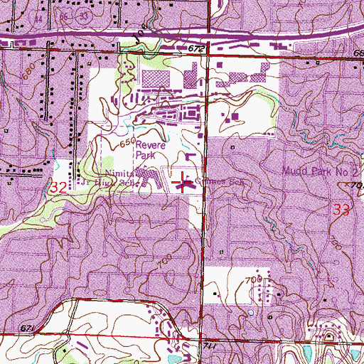 Topographic Map of Grimes Elementary School, OK
