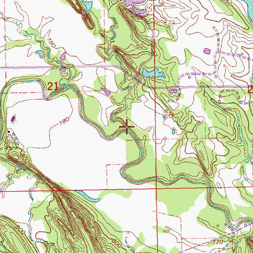 Topographic Map of Grindstone Creek, OK