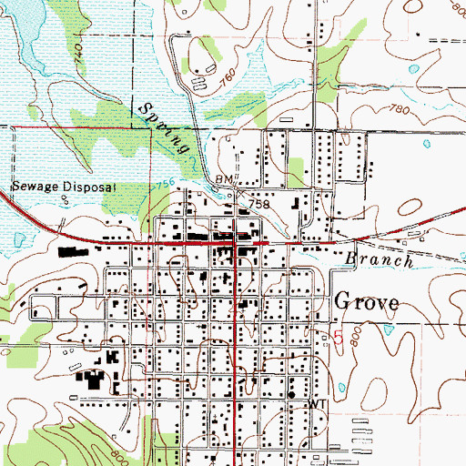 Topographic Map of Grove, OK
