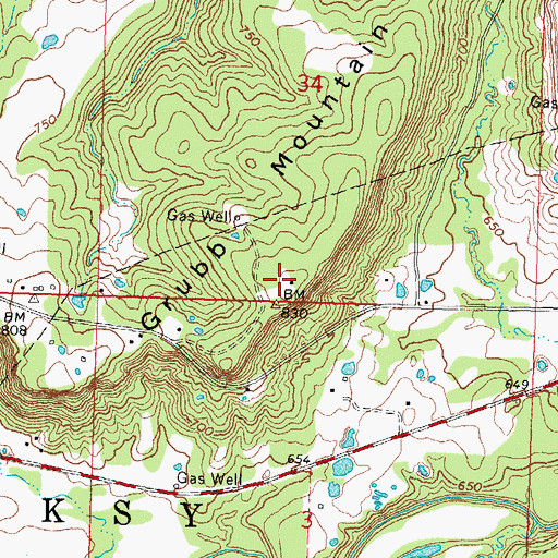 Topographic Map of Grubb Mountain, OK