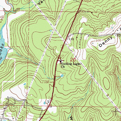 Topographic Map of Guiding Light Church, OK