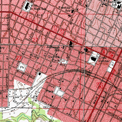 Topographic Map of Gullick Park, OK