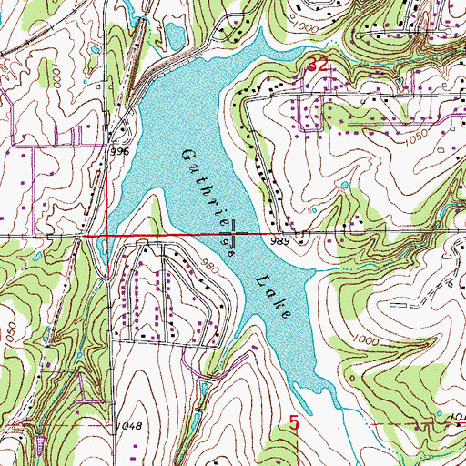 Topographic Map of Guthrie Lake, OK
