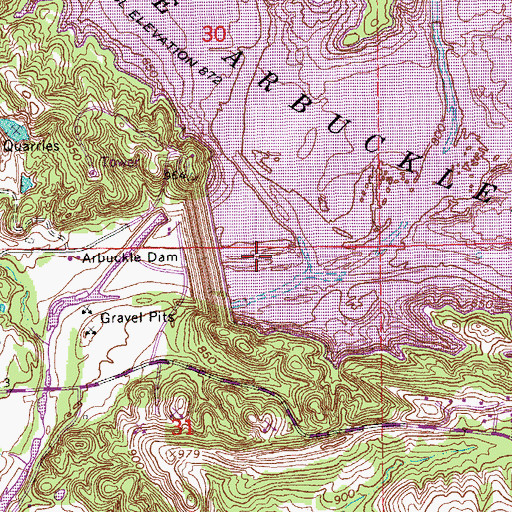 Topographic Map of Guy Sandy Creek, OK