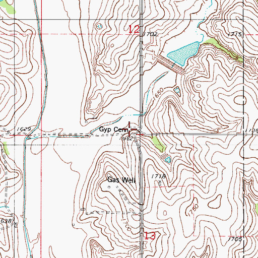 Topographic Map of Gyp Cemetery, OK