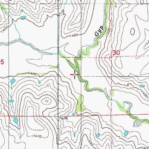 Topographic Map of Gyp Creek, OK