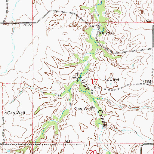 Topographic Map of Gyp Creek, OK