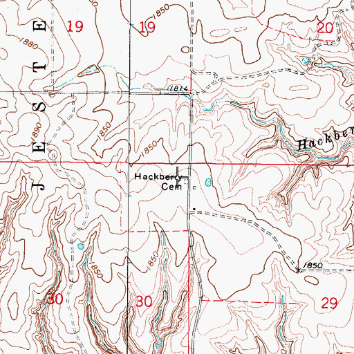 Topographic Map of Hackberry Cemetery, OK
