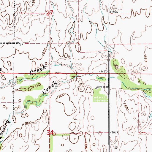 Topographic Map of Hackberry Creek, OK
