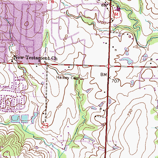Topographic Map of Haikey Cemetery, OK