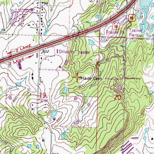 Topographic Map of Haile Cemetery, OK