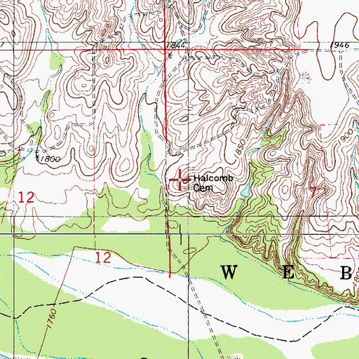 Topographic Map of Halcomb Cemetery, OK