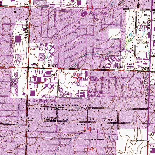 Topographic Map of Nathan Hale High School, OK