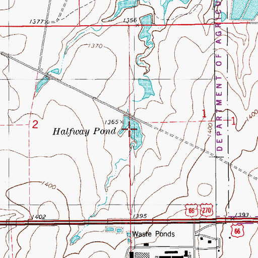 Topographic Map of Halfway Pond, OK