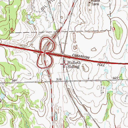 Topographic Map of Hallett Siding, OK