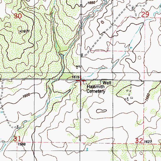 Topographic Map of Halsmith Cemetery, OK