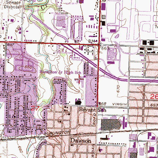 Topographic Map of Hamilton Middle School, OK