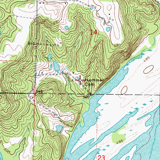 Topographic Map of Hammer Cemetery, OK