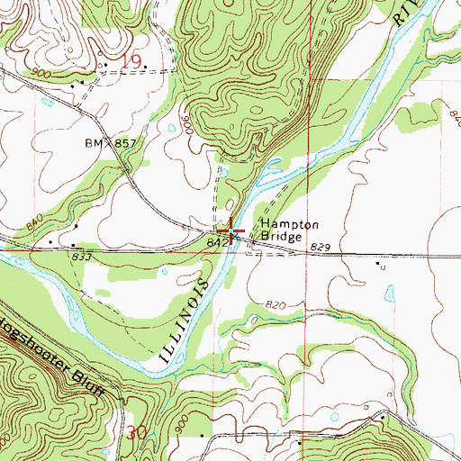 Topographic Map of Hampton Bridge, OK