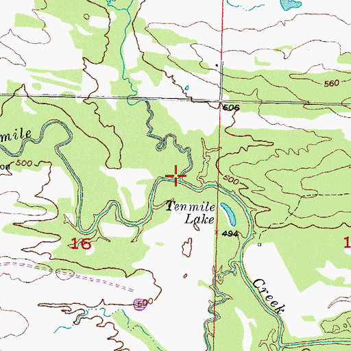 Topographic Map of Hampton Creek, OK
