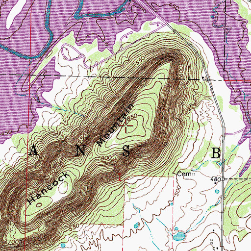 Topographic Map of Hancock Mountain, OK
