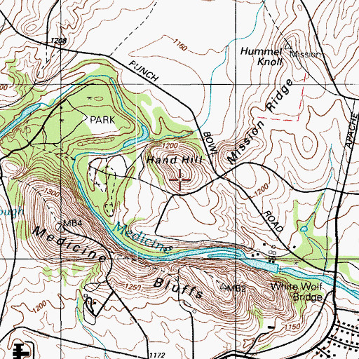 Topographic Map of Hand Hill, OK