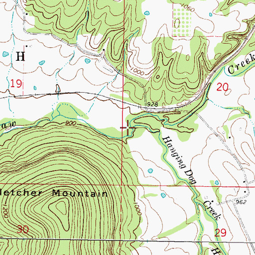 Topographic Map of Hanging Dog Creek, OK