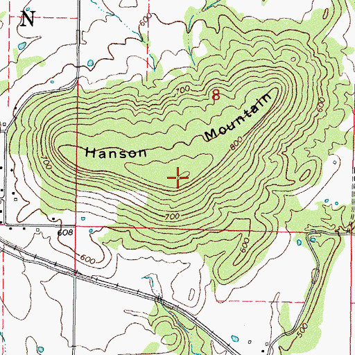 Topographic Map of Hanson Mountain, OK