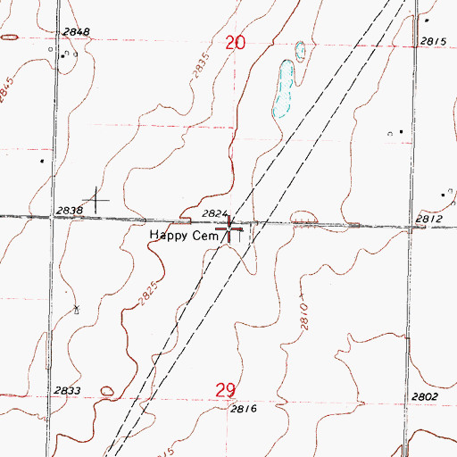 Topographic Map of Happy Cemetery, OK