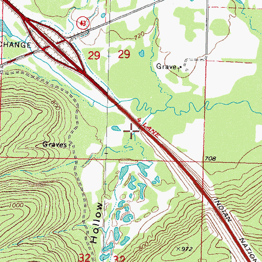 Topographic Map of Happy Hollow, OK