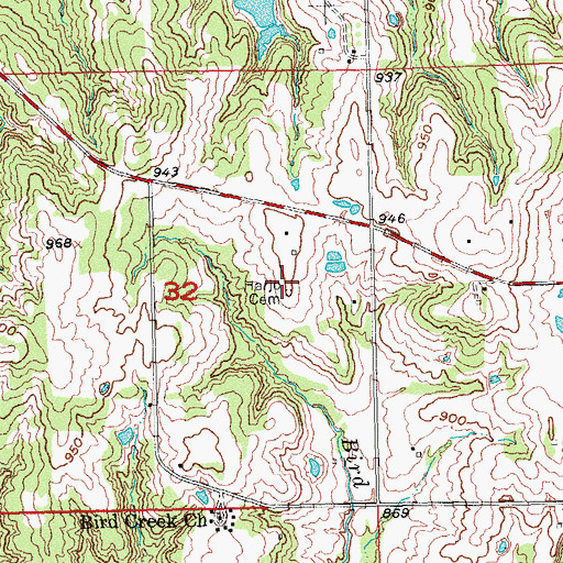 Topographic Map of Harjo Cemetery, OK